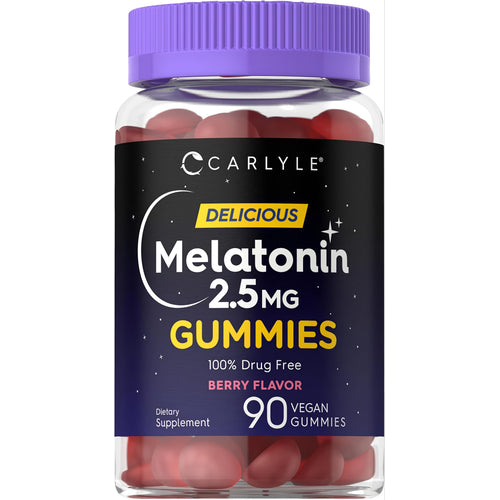 View 1 Carlyle Melatonin 2.5 MG Gummies, 90 Vegan Gummies, Berry Flavor, 100% Drug-Free, Dietary Supplement.