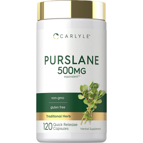View 1 Carlyle Purslane 500 mg equivalent, 120 Quick Release Capsules. Non-GMO, gluten-free, traditional herb, herbal supplement.