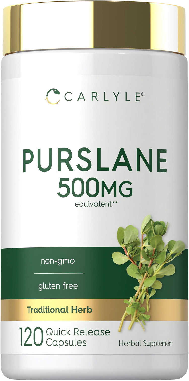 Carlyle Purslane 500 mg equivalent, 120 Quick Release Capsules. Non-GMO, gluten-free, traditional herb, herbal supplement.