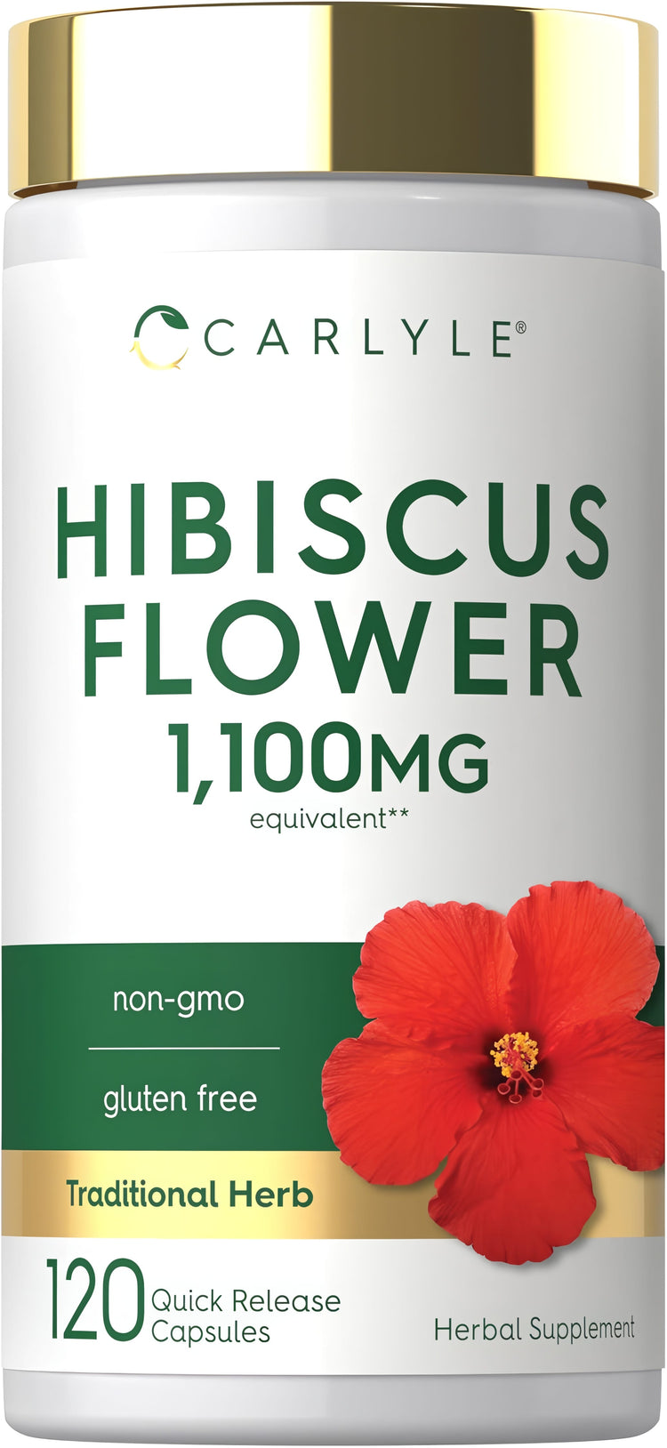 Hibiscus Flower supplement with 1,100MG equivalent in 120 quick release capsules.