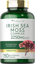 Carlyle Irish Sea Moss Complex 2250MG per serving with bladderwrack and burdock root, 150 Quick Release Capsules.