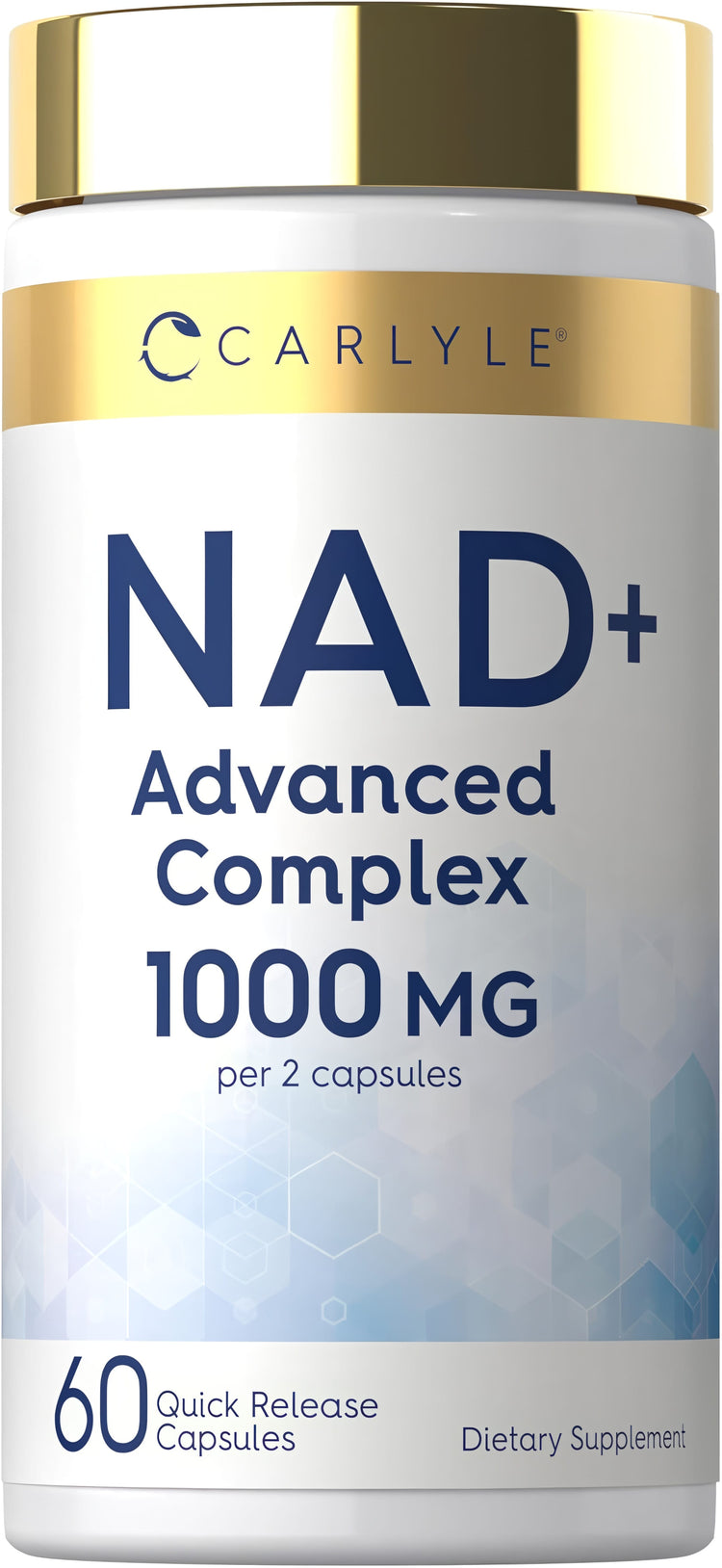 NAD+ Advanced Complex 1000 MG bottle with 60 quick-release capsules.