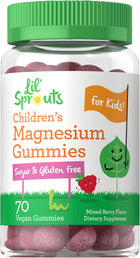 Lil' Sprouts Children's Magnesium Gummies: Mixed Berry flavor, 70 vegan gummies, sugar & gluten free; suitable for kids.