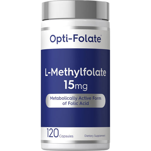 View 1 Opti-Folate L-Methylfolate 15mg 120 Capsules, a metabolically active form of folic acid, dietary supplement.