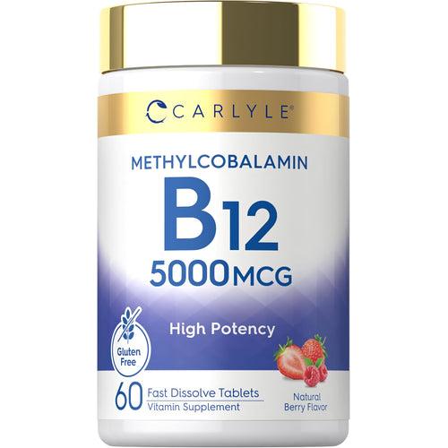 View 1 Methylcobalamin B12 5000mcg, 60 fast dissolve tablets, natural berry flavor. High potency, gluten-free vitamin supplement.
