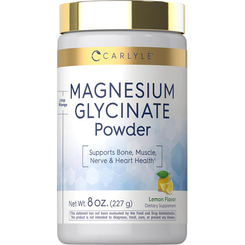 View 1 Magnesium Glycinate Powder, 8 OZ. (227 g), Lemon Flavor, Dietary Supplement. Supports bone, muscle, nerve, and heart health.