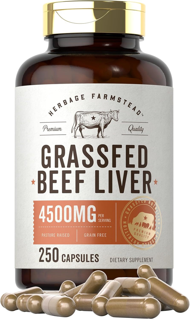 Grass Fed Beef Liver 4500mg per serving | 250 Capsules