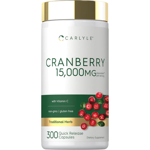 View 1 Carlyle Cranberry 15,000mg equivalent per serving with Vitamin C, 300 Quick Release Capsules, Dietary Supplement.