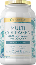 Carlyle Multi Collagen Powder, 10,000 mg Collagen per serving, Type I, II, III, V & X, Beauty Formula, 2.54 lbs (1155 g), Unflavored.