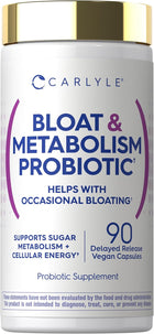 Carlyle Bloat & Metabolism Probiotic with 90 vegan capsules, featuring delayed release.