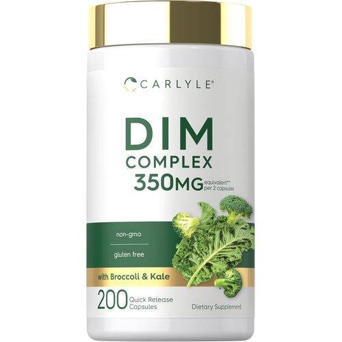 View 1 DIM Complex 350mg per 2 capsules, 200 Quick Release Capsules. Non-GMO, gluten free, includes Broccoli and Kale.