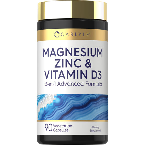 View 1 Carlyle Magnesium, Zinc, and Vitamin D3, 3-in-1 Advanced Formula, 90 Vegetarian Capsules bottle.