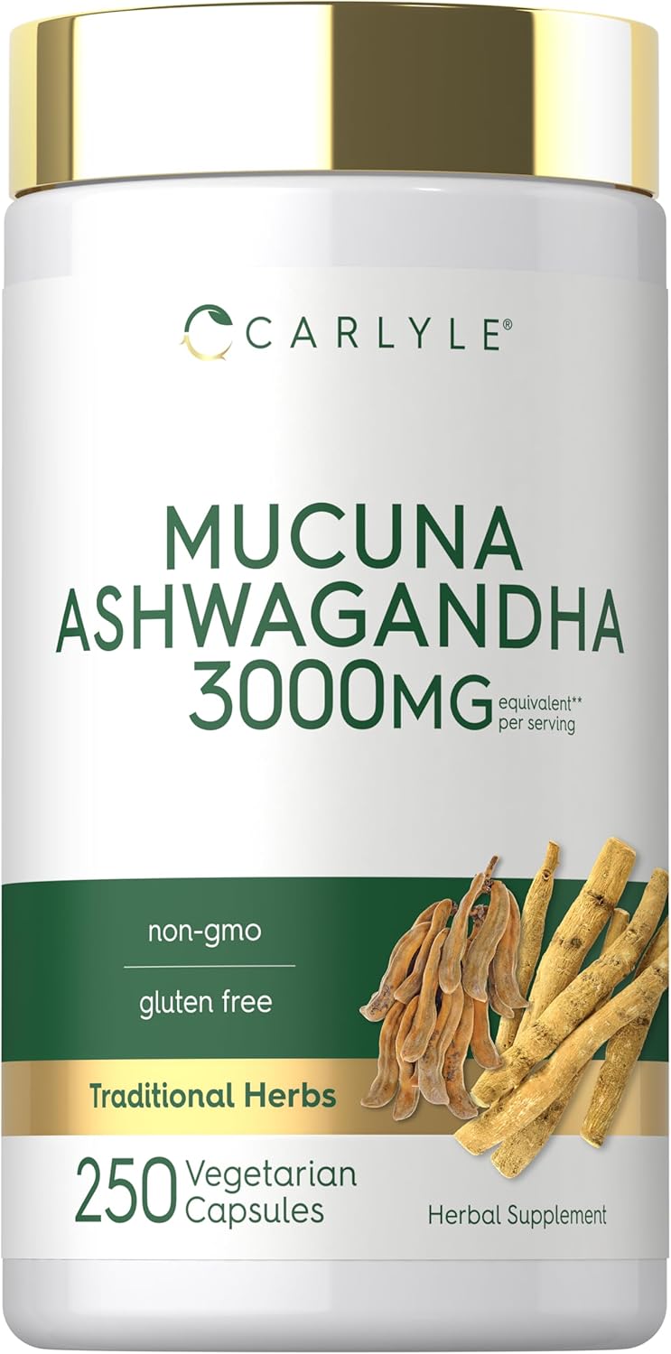Mucuna con Ashwagandha 3000 mg por porción | 250 Cápsulas