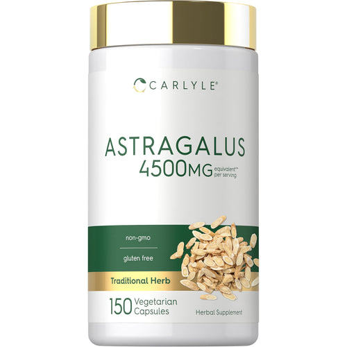 View 1 Carlyle Astragalus 4500 mg per serving, 150 Vegetarian Capsules. Non-GMO and gluten free.