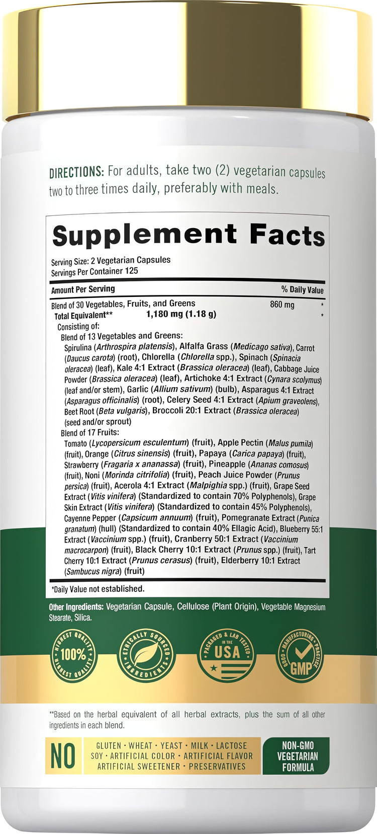 Carlyle Super Greens 250 Capsules bottle displayed.