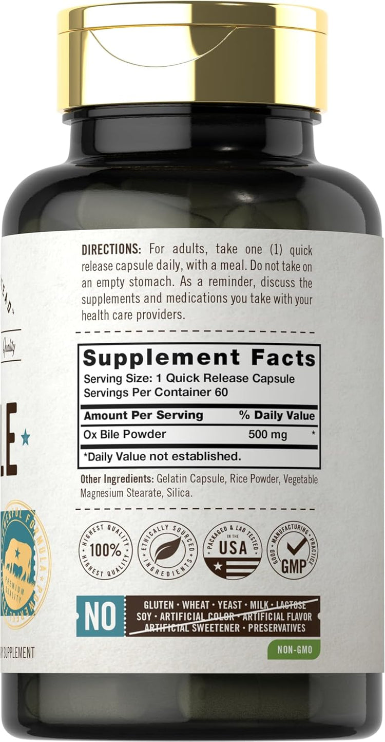 Ox Bile 500mg | 60 Capsules