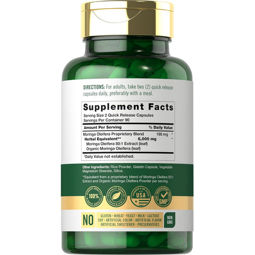 View 2 Capsules of CL Moringa Oleifera 6000mg, 180-count.