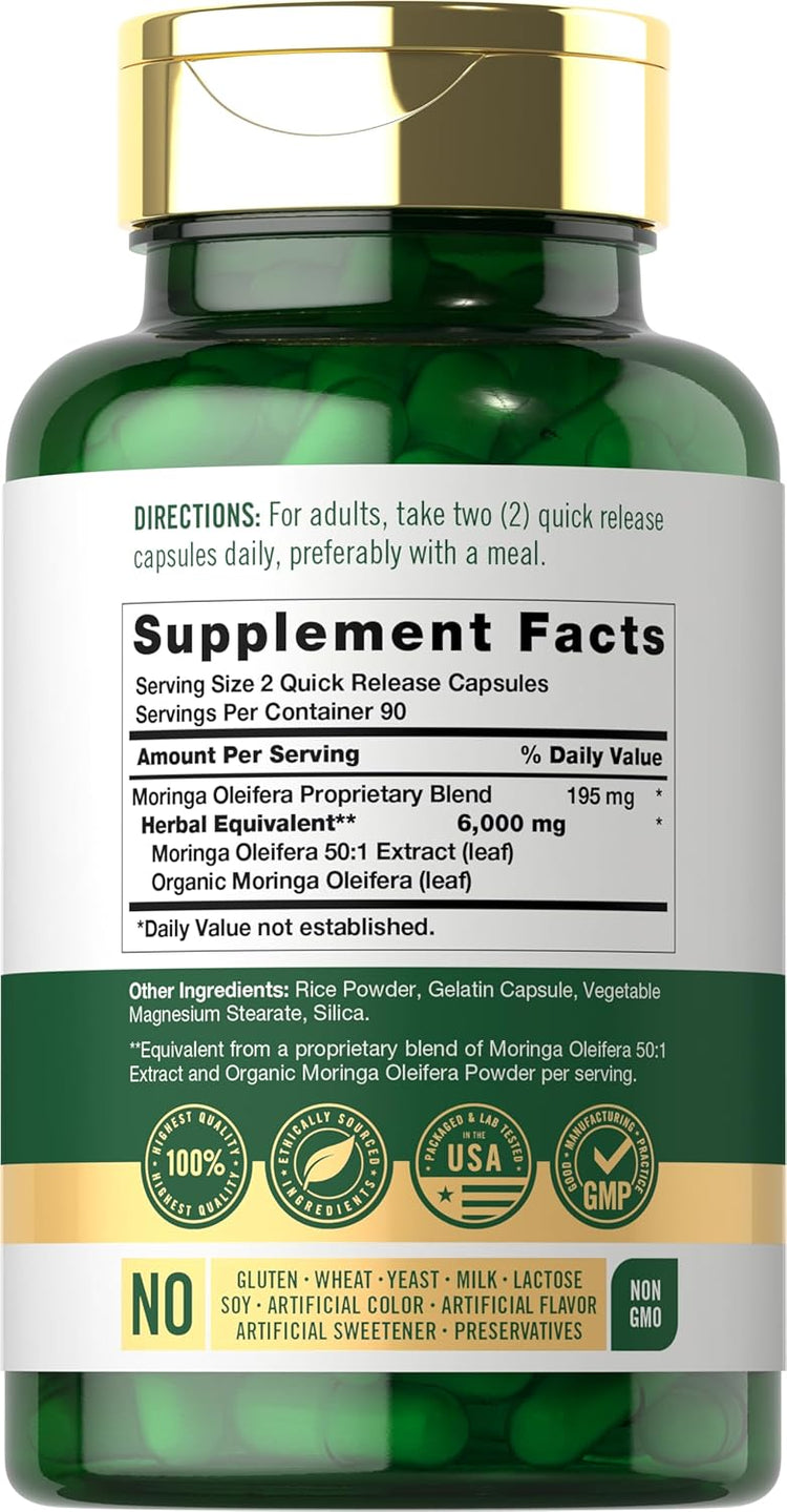 Capsules of CL Moringa Oleifera 6000mg, 180-count.