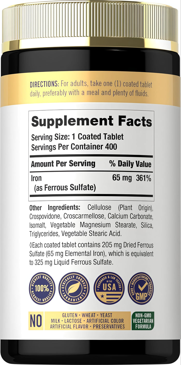 Sulfato Ferroso de Hierro 65 mg | 400 Tabletas