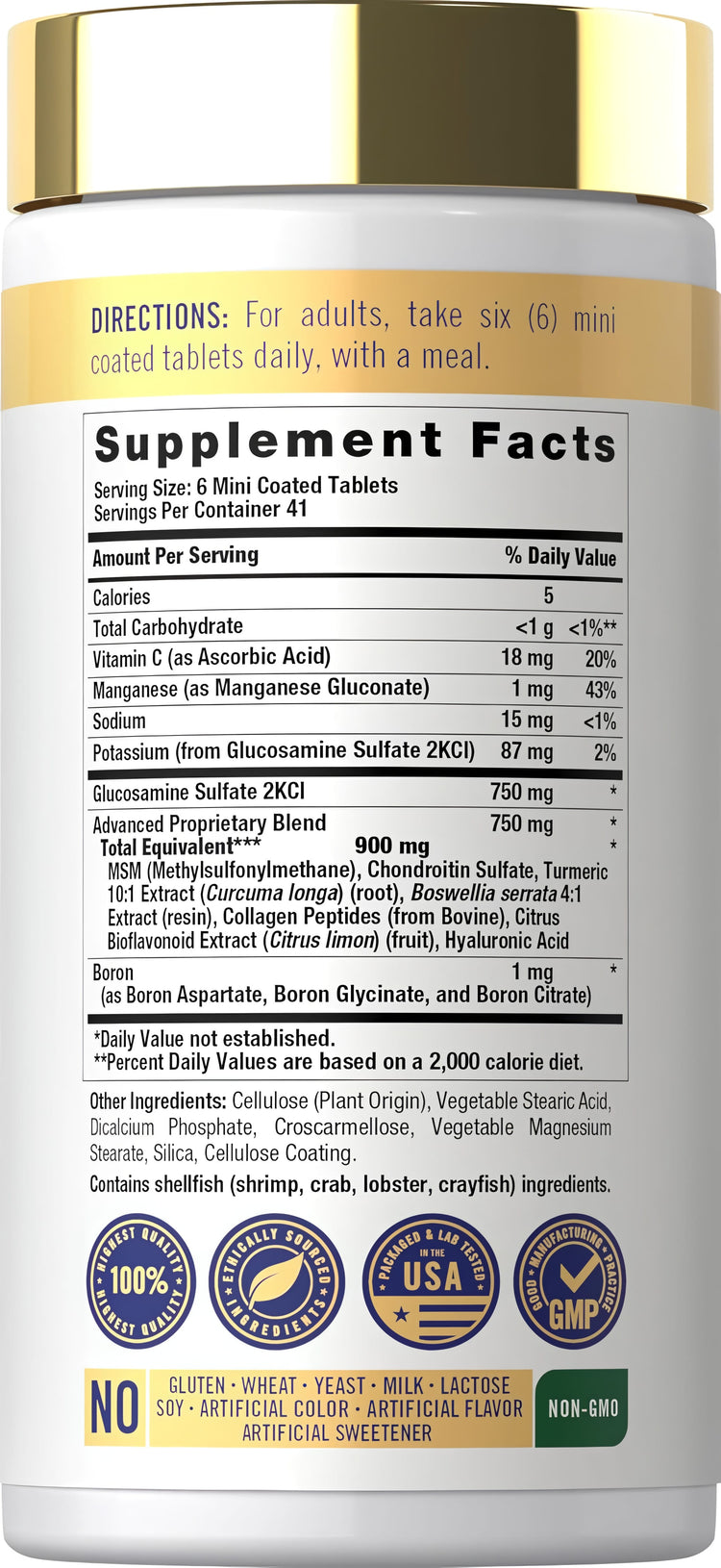 Glucosamine Chondroitin MSM Turmeric | 250 Mini Tablets