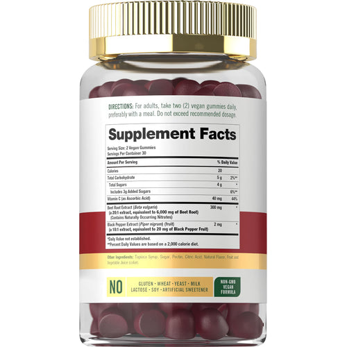 View 2 Image of the Supplement Facts panel for Carlyle Beet Root 60 Gummies.