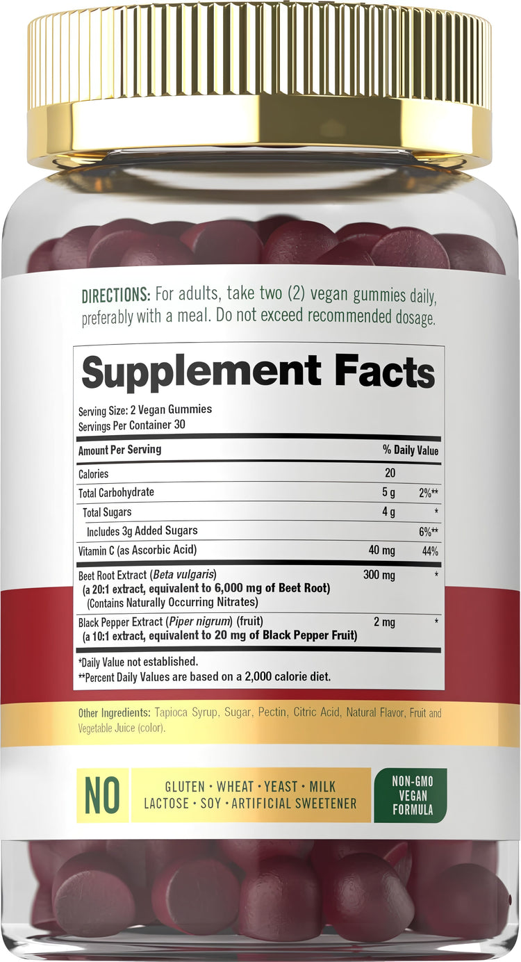 Image of the Supplement Facts panel for Carlyle Beet Root 60 Gummies.
