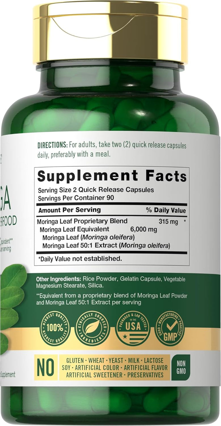 Moringa Oleifera 6000mg par portion | 180 Capsules