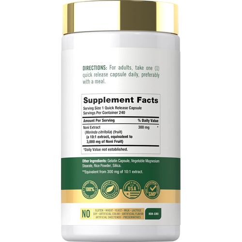 View 2 Carlyle Noni 3000mg bottle with 240 quick release capsules.