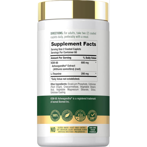 View 2 Carlyle KSM Ashwagandha 600 mg, 120 caplets bottle.