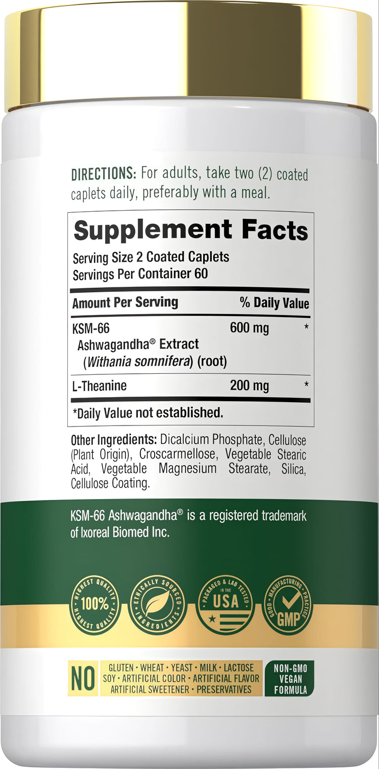 Carlyle KSM Ashwagandha 600 mg, 120 caplets bottle.