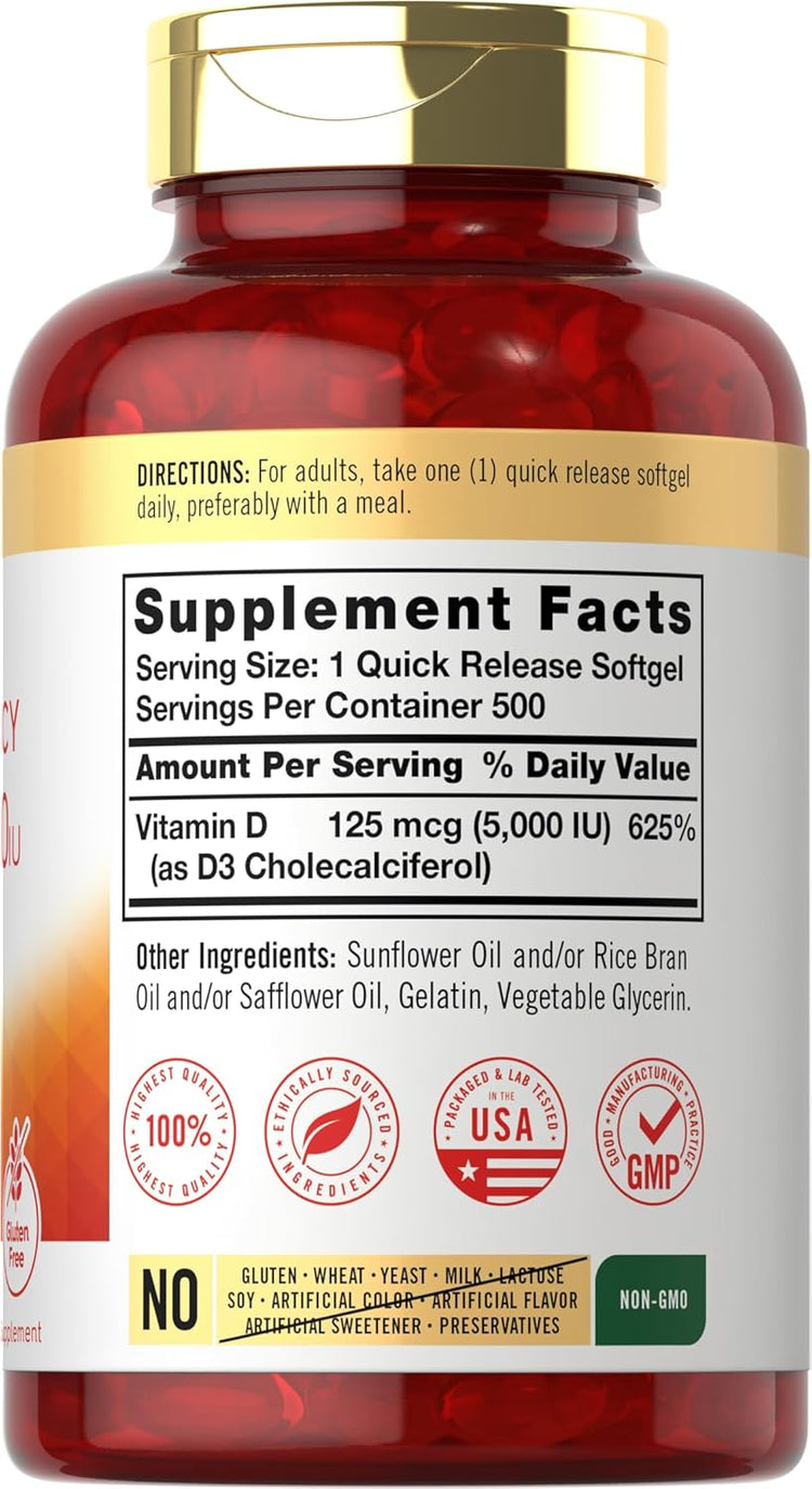 Vitamina D-3 5000UI | 500 Softgel