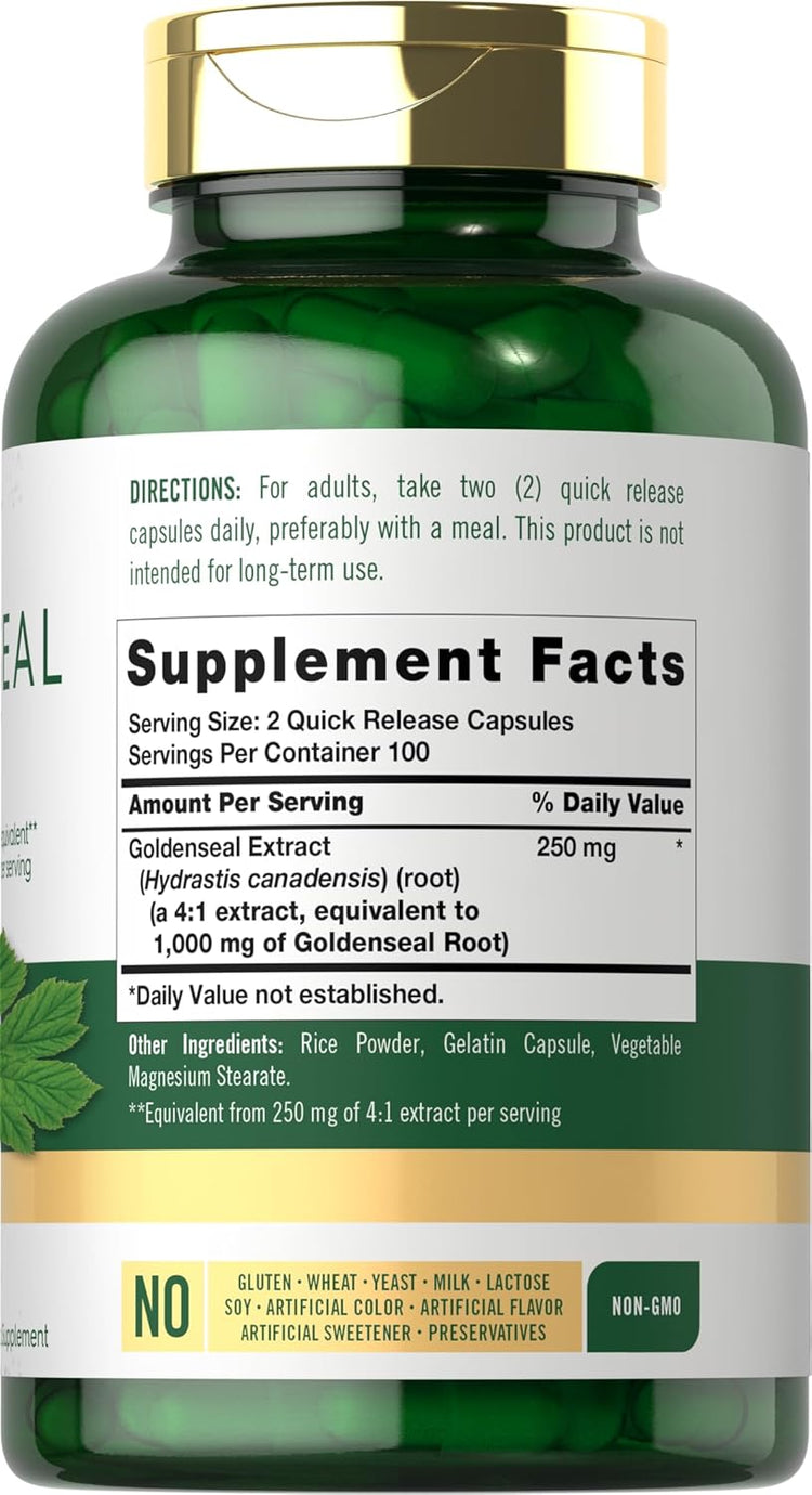 Raiz de Goldenseal 1000mg por porção | 200 Cápsulas