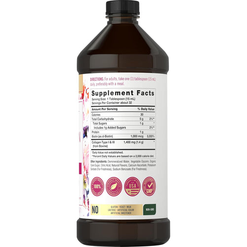 View 2 Collagen bottle with icons indicating: Gluten Free, Yeast Free, Milk Free, Lactose Free, No Artificial Color, No Sweetener, Non-GMO.