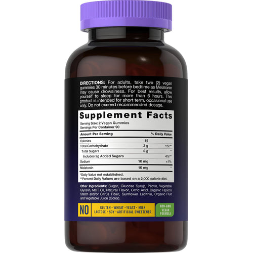 View 2 Supplement Facts panel showing 180 gummies of CL Melatonin 10 mg.