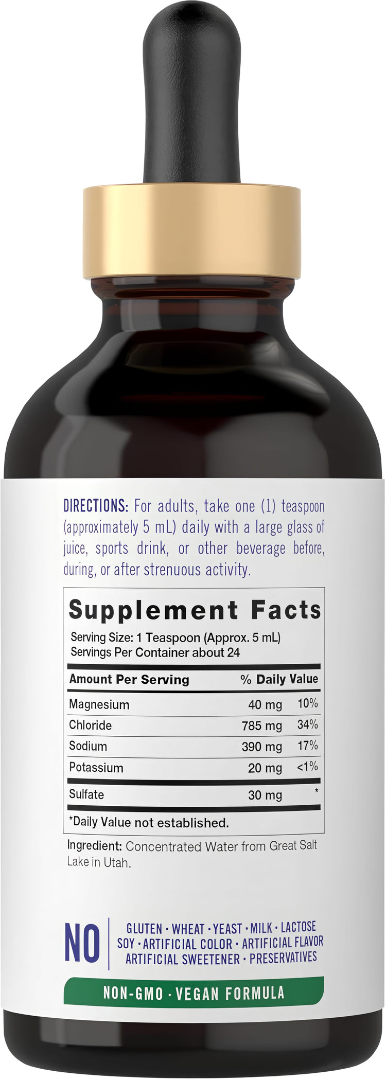 Supplement Facts for CL Carlyle Electrolyte Drops, 4 fl oz container.