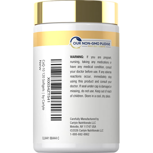 View 3 Carlyle CoQ-10 300 mg, 120 softgels bottle.