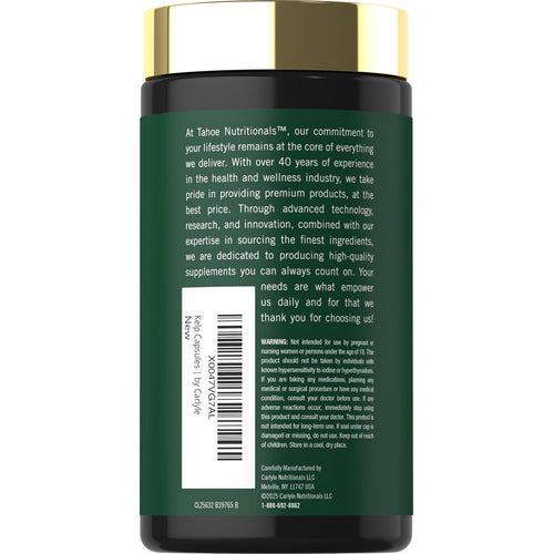 View 3 Tahoe Nutritionals Kelp 1000 mg, 180 Capsules bottle with clear labeling for dietary needs.