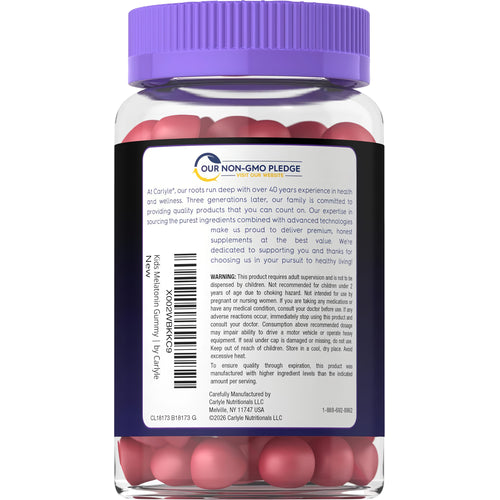 View 3 Carlyle 1mg melatonin gummies for kids, 70 count.