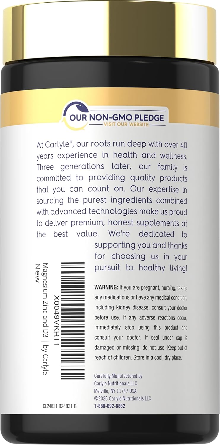 Magnesium Zinc and Vitamin D-3 | 90 Capsules