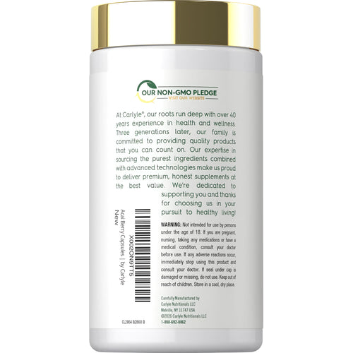 View 3 CL Carlyle Acai Berry 6000 mg bottle containing 250 capsules.