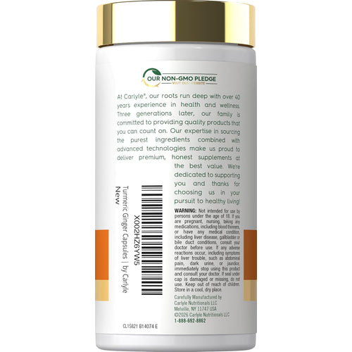 View 3 Carlyle Turmeric 3000 mg Complex capsules with ginger.