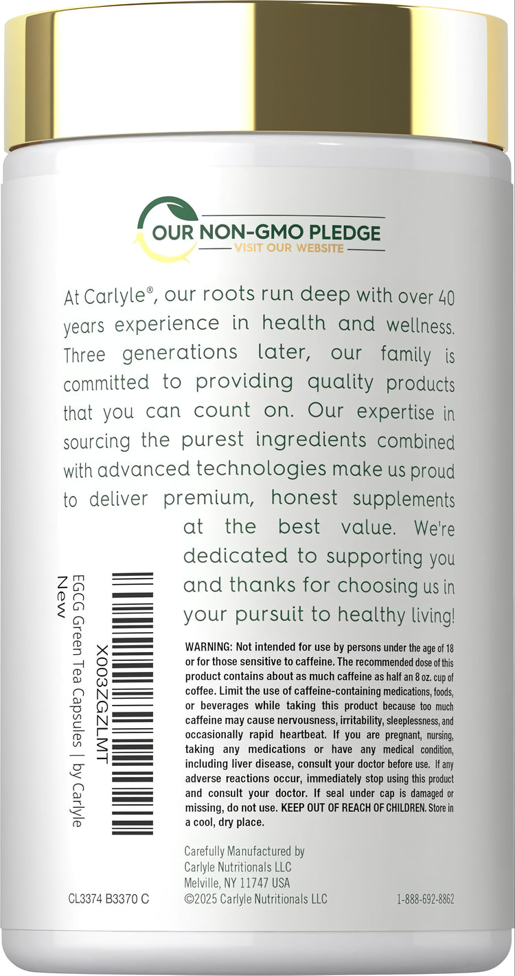 Carlyle EGCG Green Tea Extract 1200 mg 200 Capsules bottle, displayed for sale.