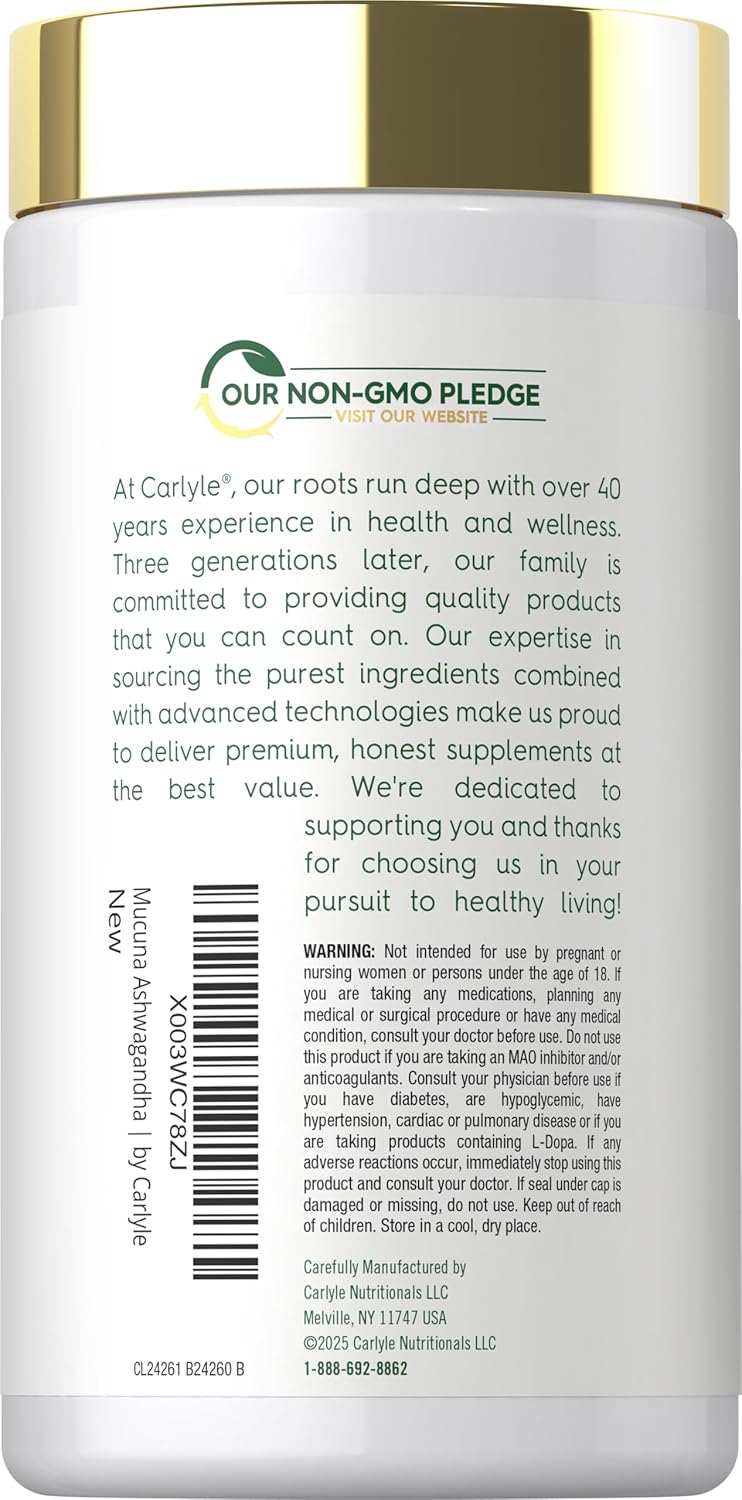 Mucuna con Ashwagandha 3000 mg por porción | 250 Cápsulas