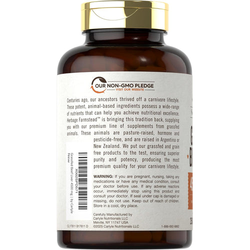 View 3 Grass Fed Beef Liver 4500mg per serving | 250 Capsules