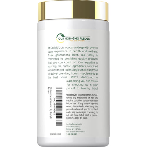 View 3 Carlyle Non-GMO Shiitake Mushroom 3000 mg 200 Count Capsules bottle.