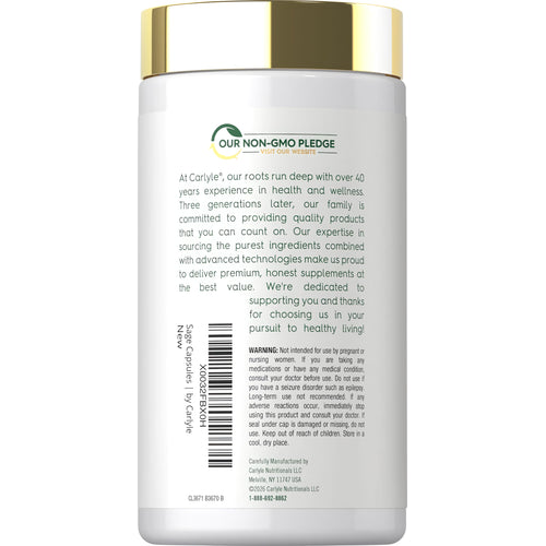 View 3 Carlyle Sage 1600 mg 180 Capsules supplement bottle displayed with green and white label.