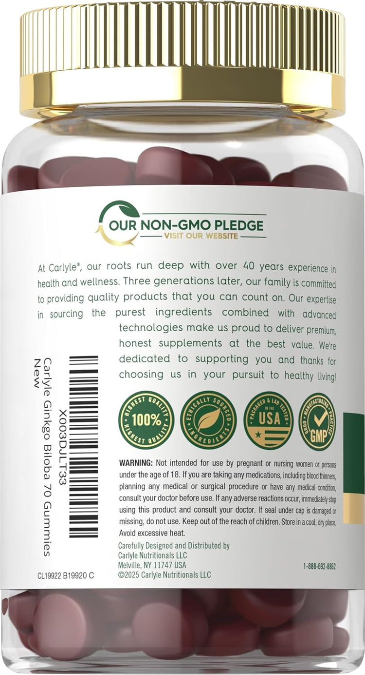 Ginkgo Biloba 300 mg par portion | 70 Gummies
