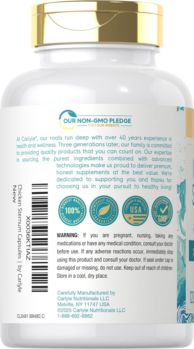 Cartílago de Esternón de Pollo con Colágeno 3000mg por porción | 120 Cápsulas