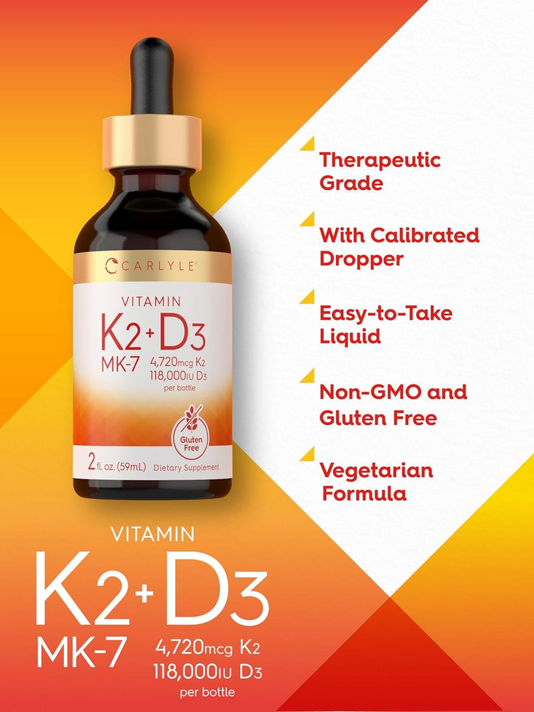 Vitamina K-2 con Vitamina D-3 | 2oz Líquido