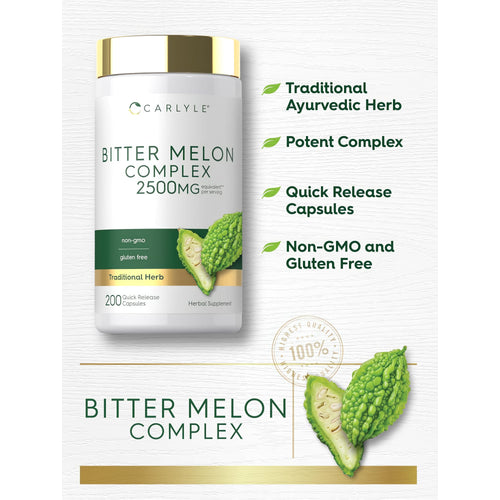 View 4 Carlyle Bitter Melon Complex, 2500MG equivalent per serving, 200 quick-release capsules.